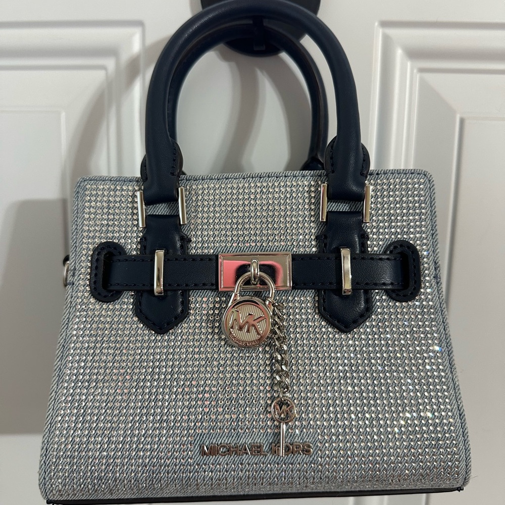 Michael Kors Glittering Silver and Black Satchel